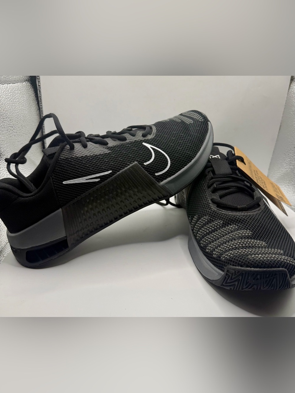 Men's Black Athletic Training Shoes with White Accents